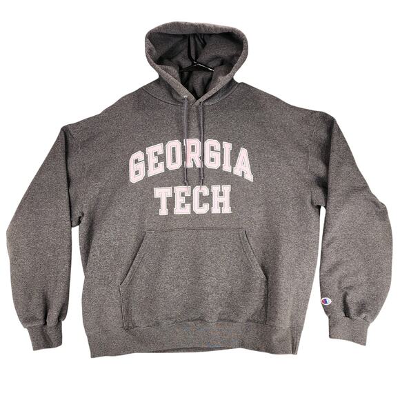 Georgia Tech Pullover Hoodie Sweatshirt sz XL Women Gray‎ Pink Polycotton Pocket - Picture 1 of 13